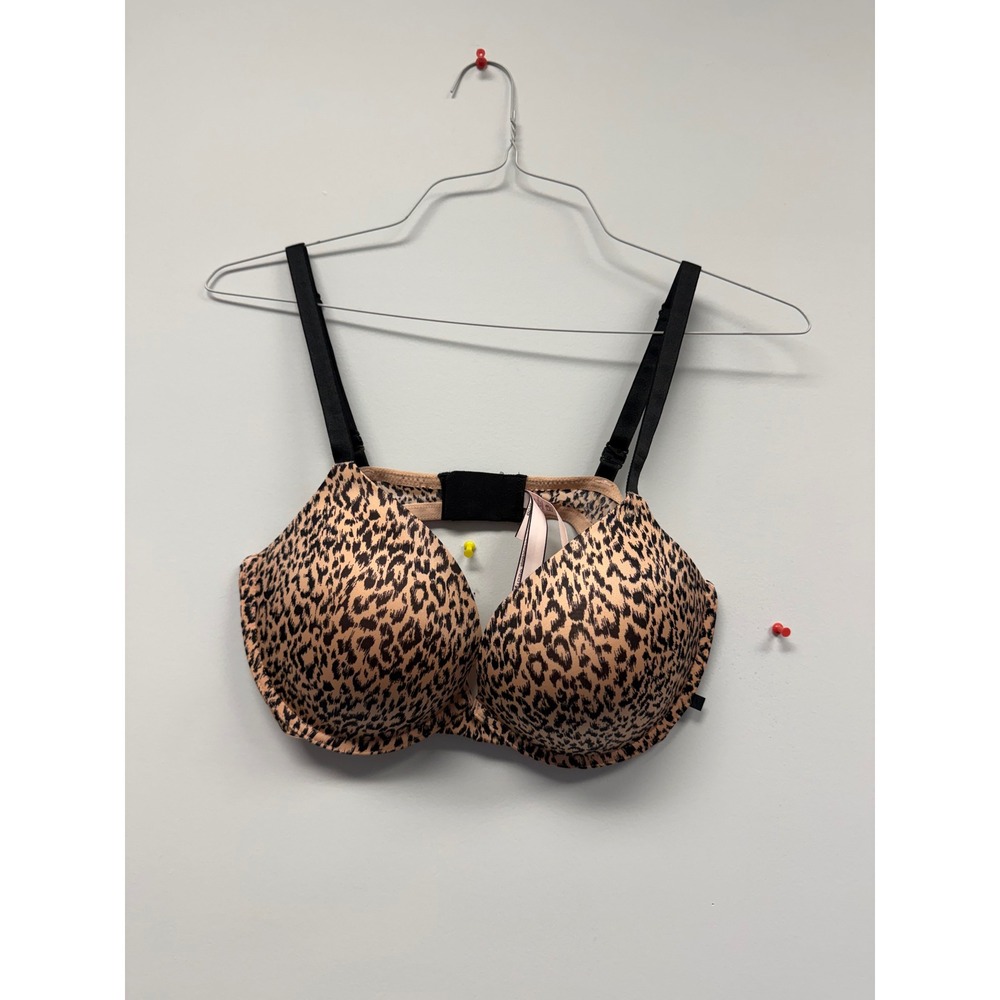 Victoria's Secret Leopard Print Push-Up Bra Tan Black 38D Underwire Lingerie